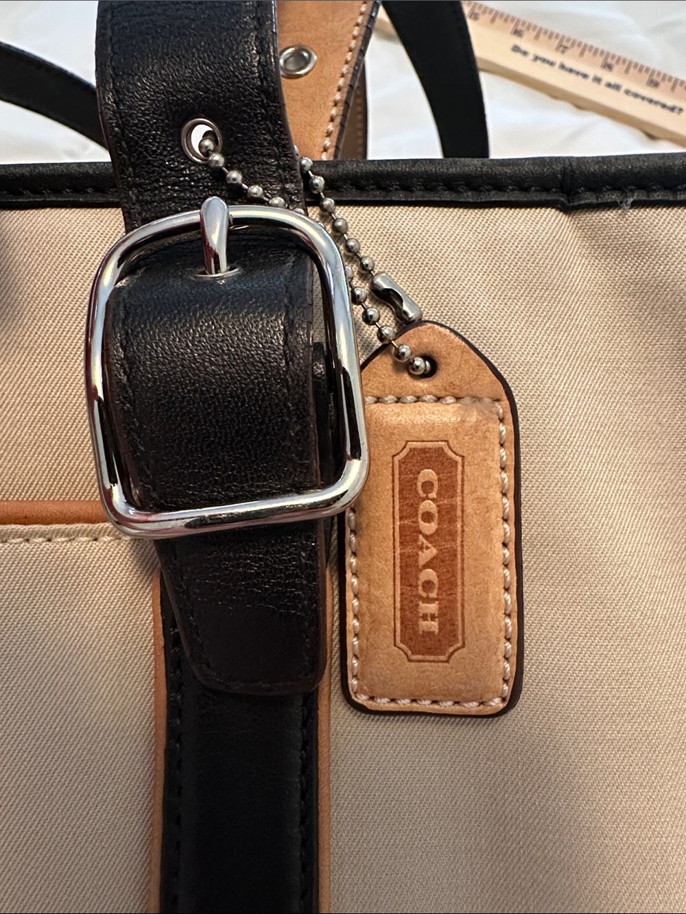 Coach Authentic Vintage 5148 Canvas & Leather Tote Bag M3K-5148 Beige/Black Trim